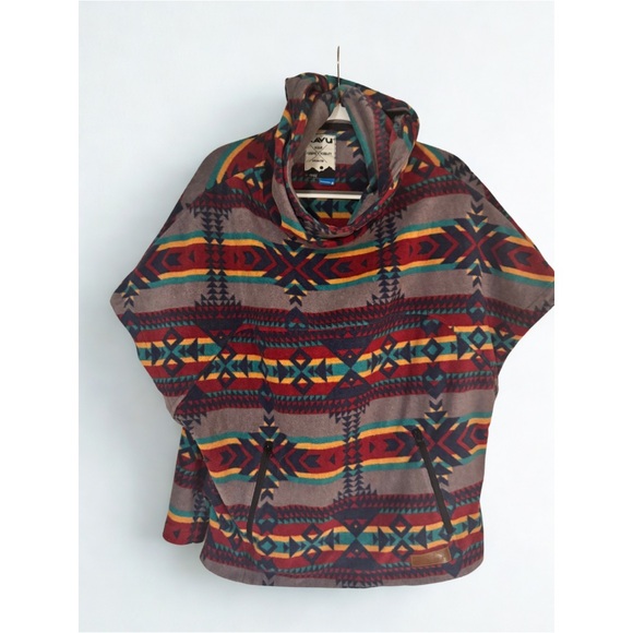 Kavu Jackets & Blazers - KAVU Multi Color, Overlook Fleece Poncho — Geometric Print, Size M